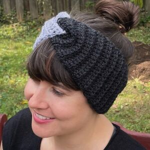 Crochet headband black and silver